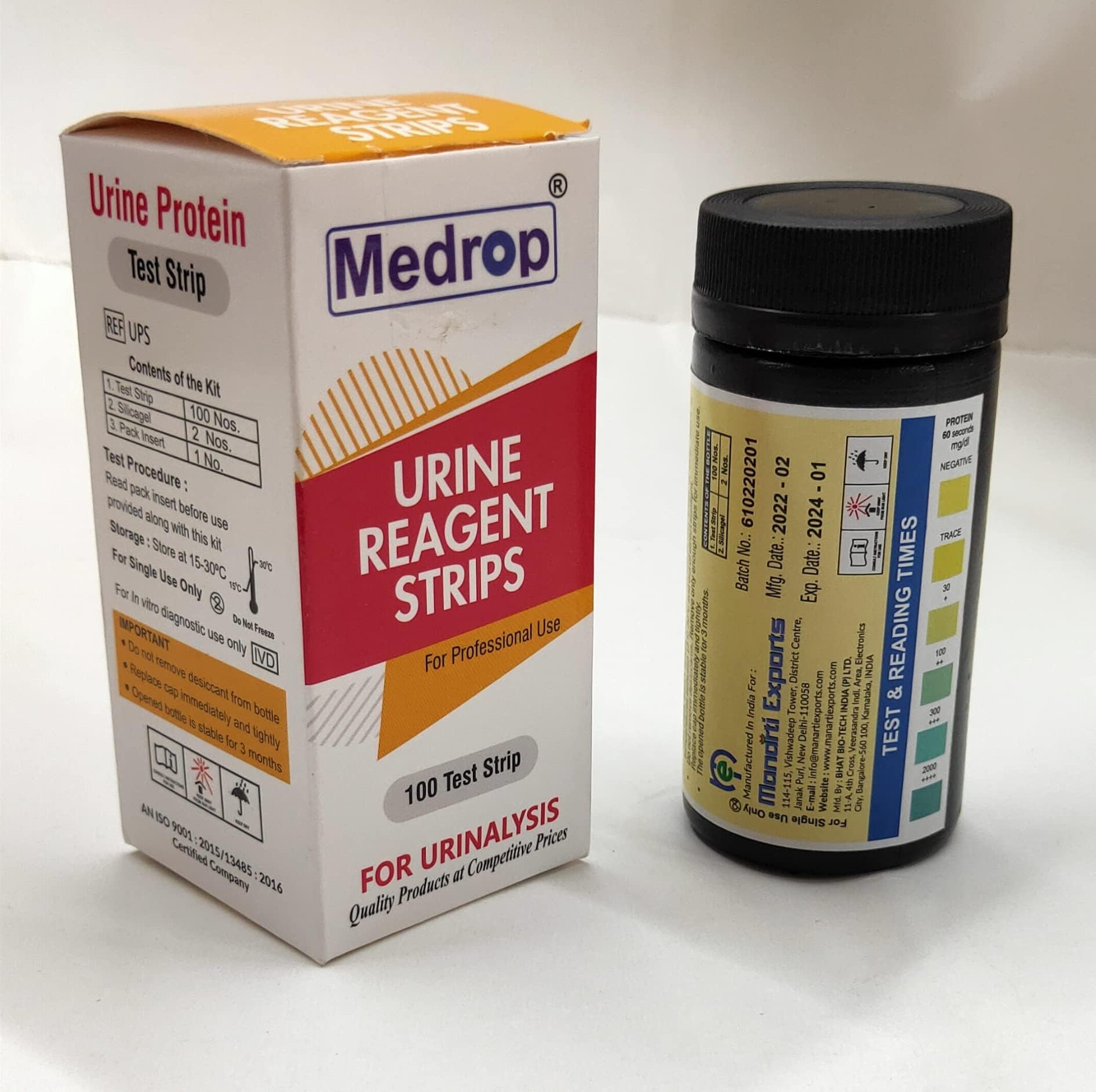 Medrop Reagent Urine Protein Test Strips/Urine Reagent strips (Pack of 100 strips)