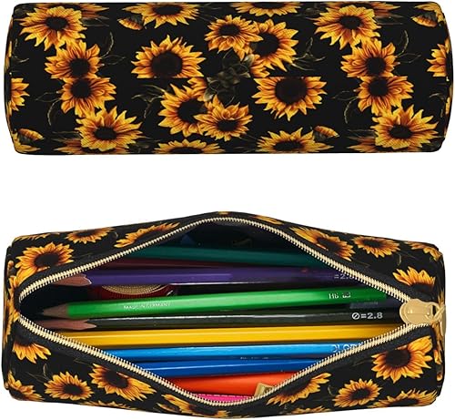 Miniatura 3 de AieeFun Estuche de lápices cilíndrico de girasoles de Acción de Gracias con cremallera, bolsa de bolígrafo con cremallera, bolsa de cosméticos de