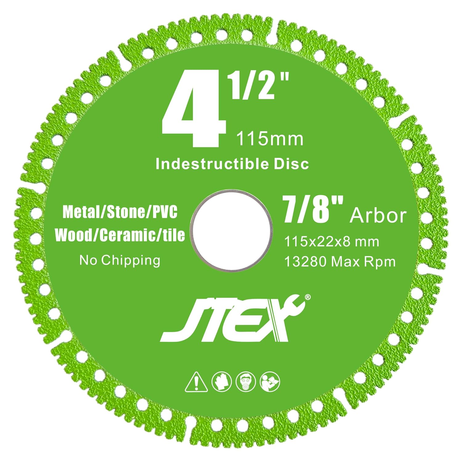 JTEX Indestructible Disc 4-1/2 Inch for Angle Grinder, 7/8" Arbor, Multi-Material Diamond Blade Cutting for Metal, Rebar, Tile, Stone, PVC Pipes (3-Pack) - Image 3