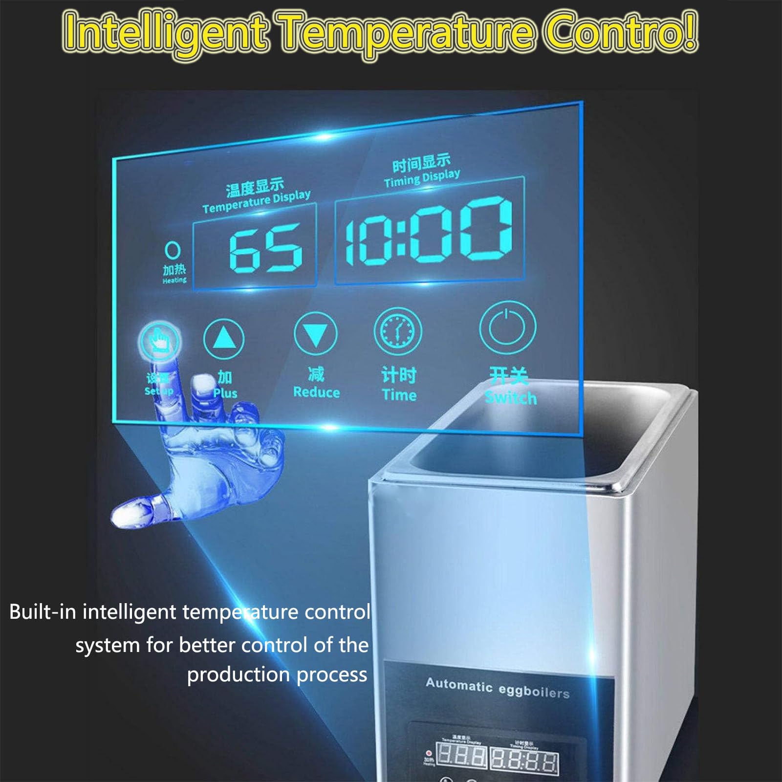 Intelligent Fully Automatic Half-cooked Egg Machine,50 Eggs Large Capacity Smart Soft-boiled Egg Machine with Timer, 0~99 Minutes, 9L Large Capacity for Restaurant