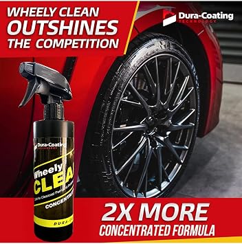 DURA-COATING TECHNOLOGY Wheely Clean Concentrate - Good for Chrome Wheel Cleaner, Clear-Coated, or Aluminum Wheel Cleaner - Professional Tire Shine & Rim Cleaner Spray - Car Care Solution - 1 oz