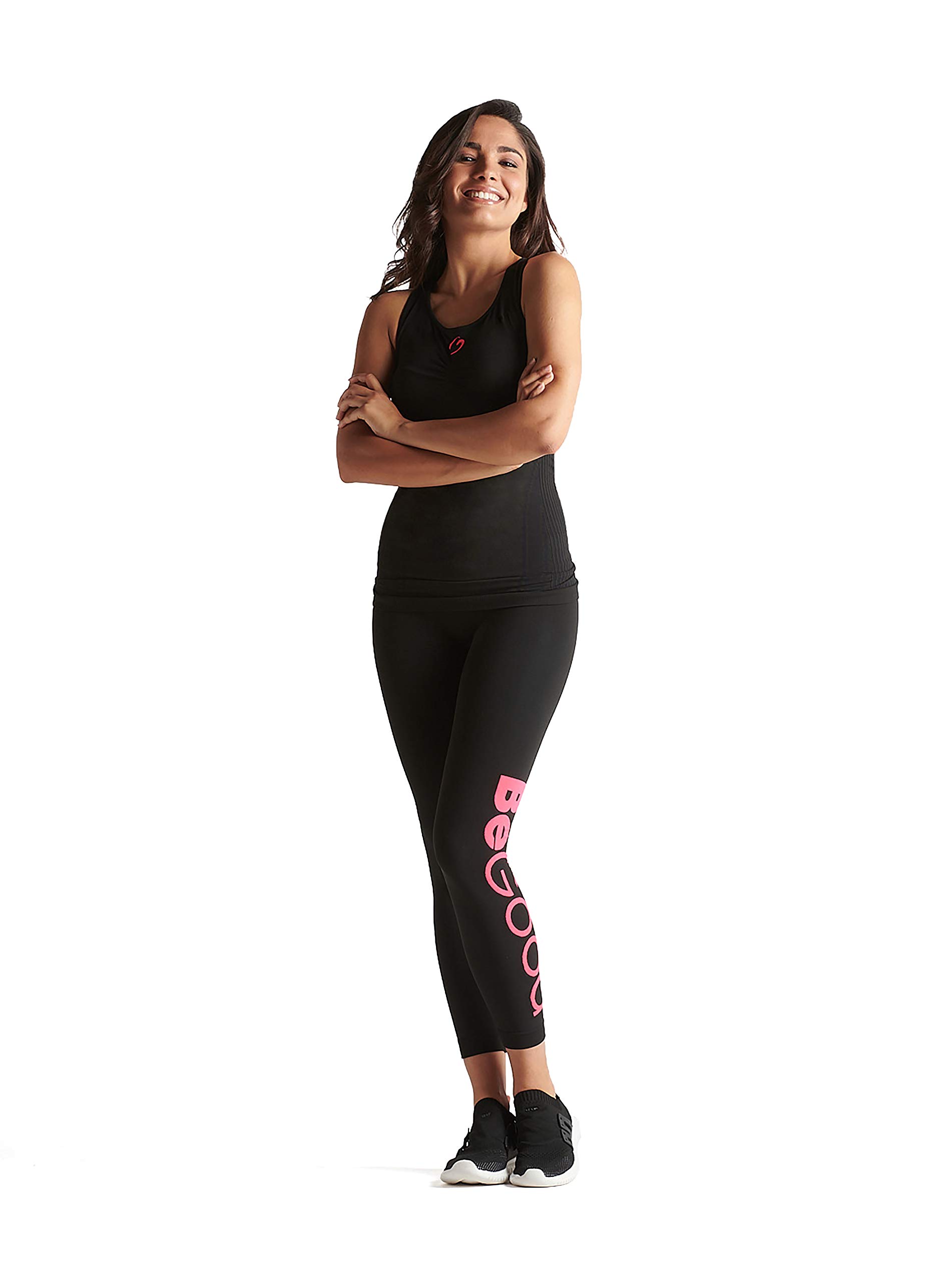 BeGood - Leggings Sport Superslim Donna, con Logo Laterale. Tonifica, Drena, Idrata Mentre Lo utilizzi. in Tessuto Tecnico Brevettato e Clinicamente Testato