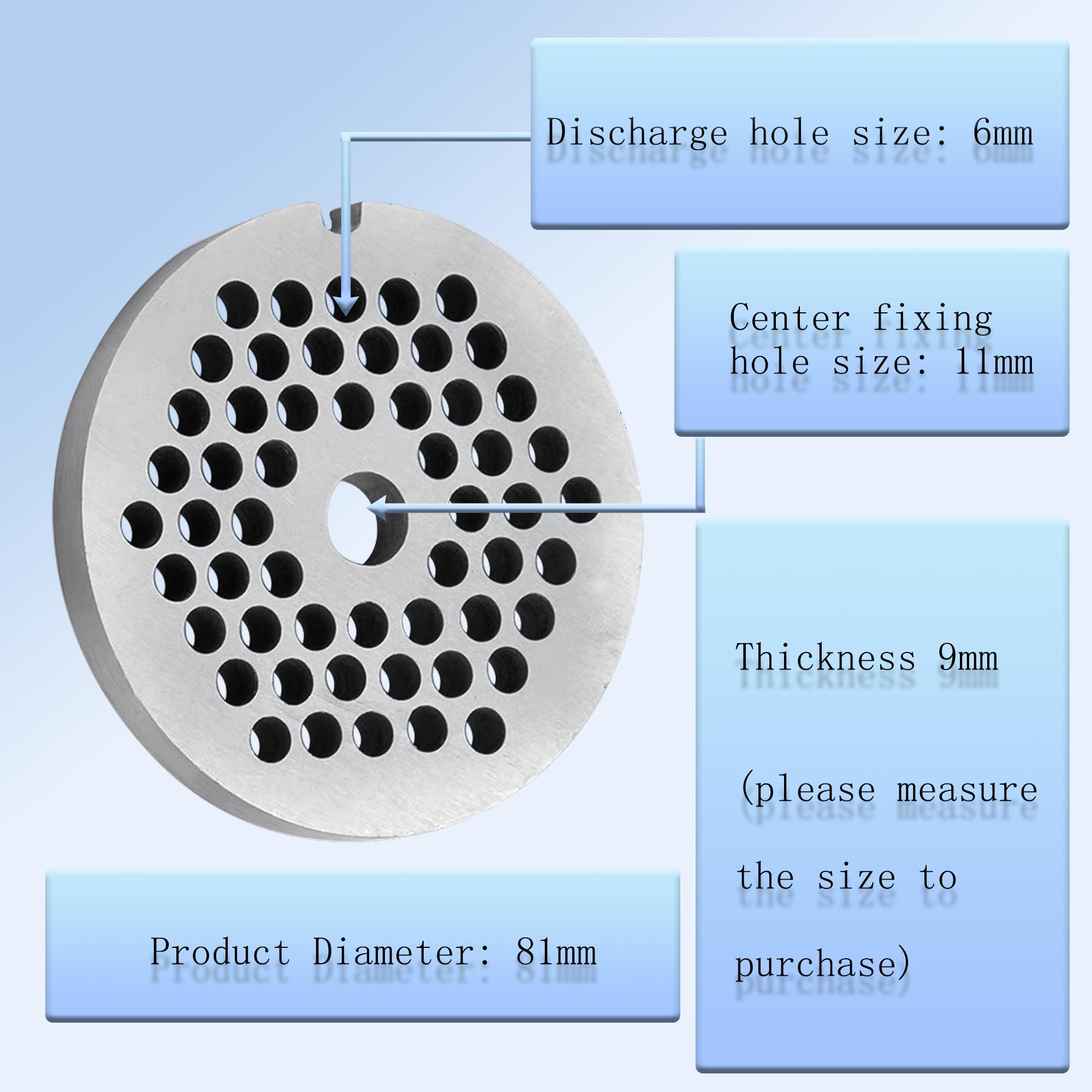 #22 Stainless Steel Meat Grinder Plate Discs Blades Compatible with Meat Grinders,Cutting Disks Heavy Duty (6/25 Hole Plate)