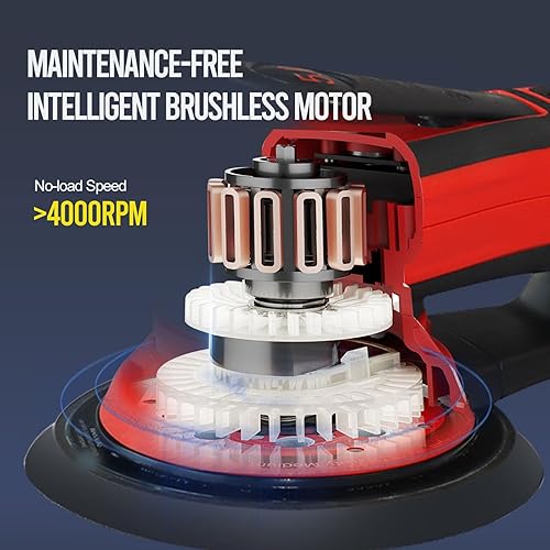 Miniatura 3 de Lijadora orbital aleatoria sin escobillas 350 W 3A Multifunción Velocidad Variable Eléctrica con Cable Orbitales Máquina para carpintería,