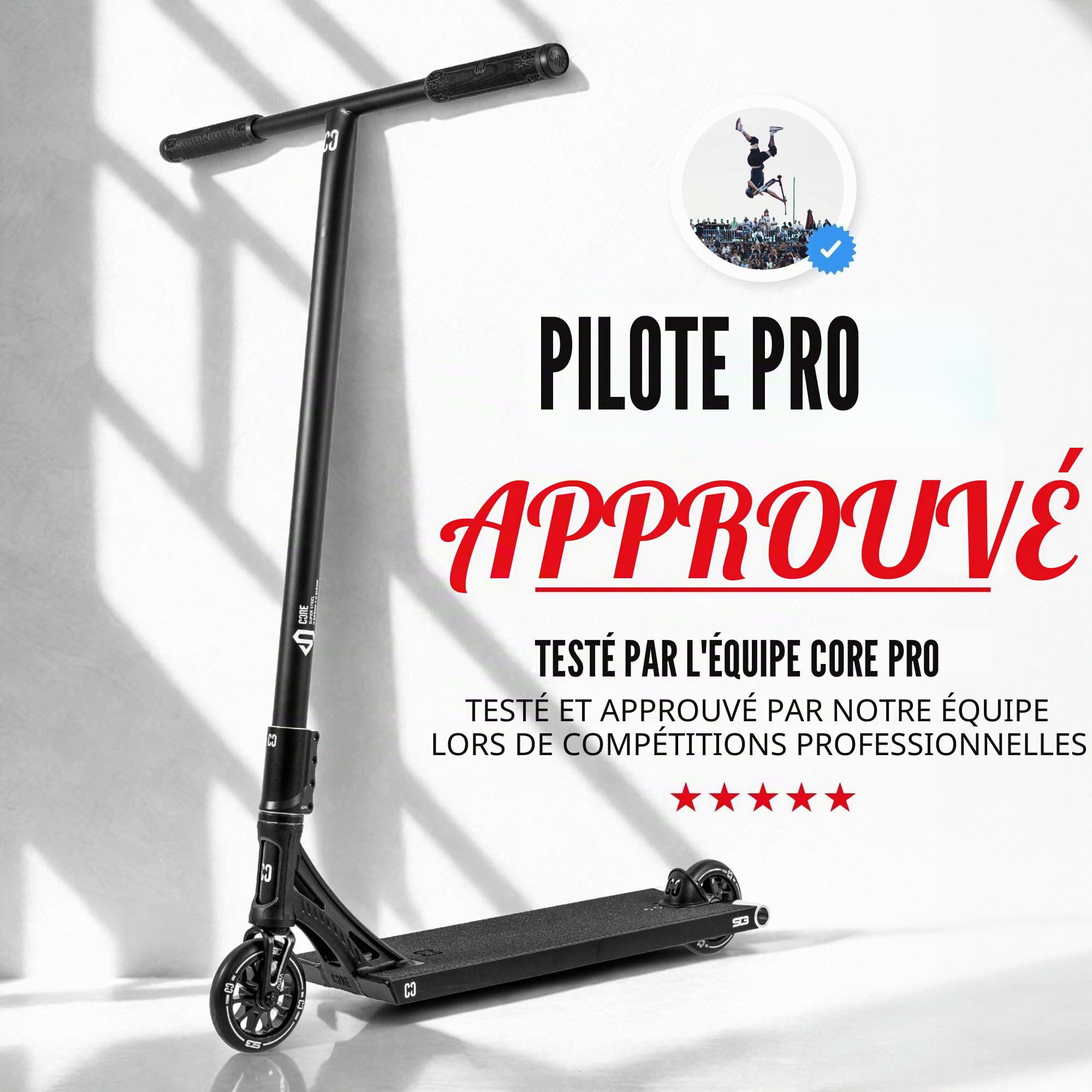 CORE ST2 Trottinette complète – Trottinette de rue – Trottinette professionnelle pour tous les âges – Trottinette Pro pour enfants et adultes – Roues Pro – Trottinette prête à rouler