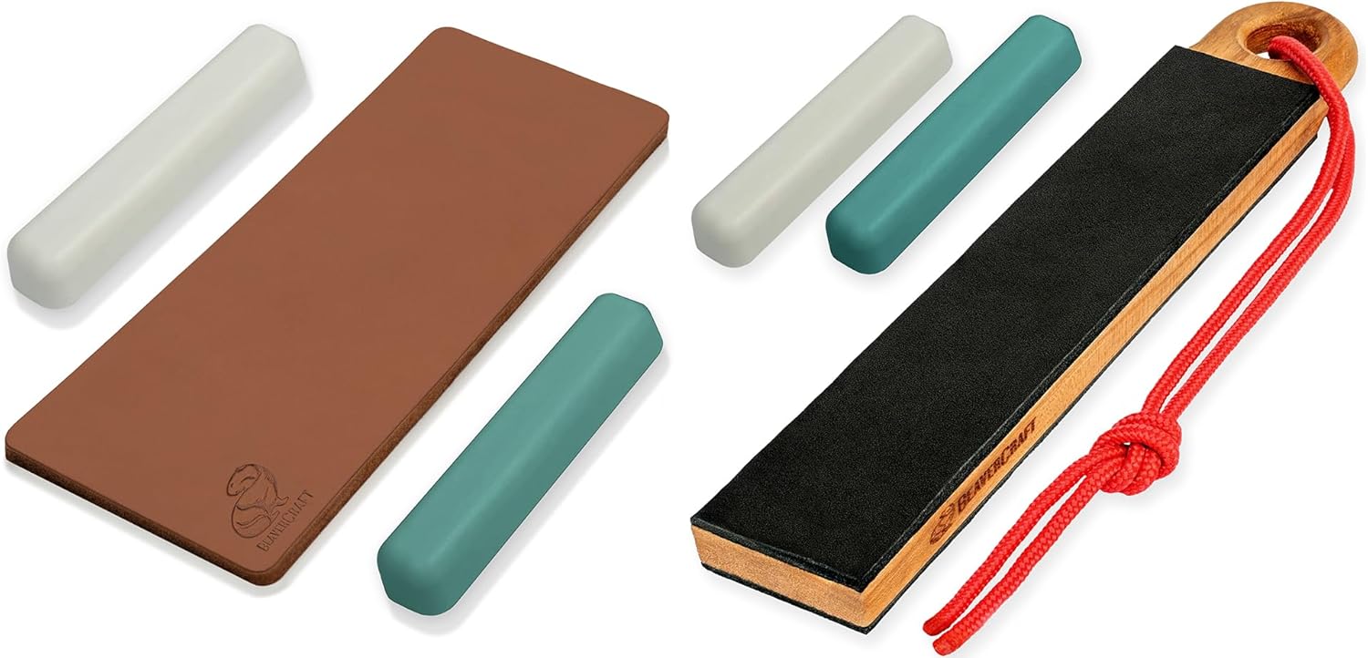 BeaverCraft LS2P11 Leather Strop Kit for Knife Sharpening LS9P02 Pocket
