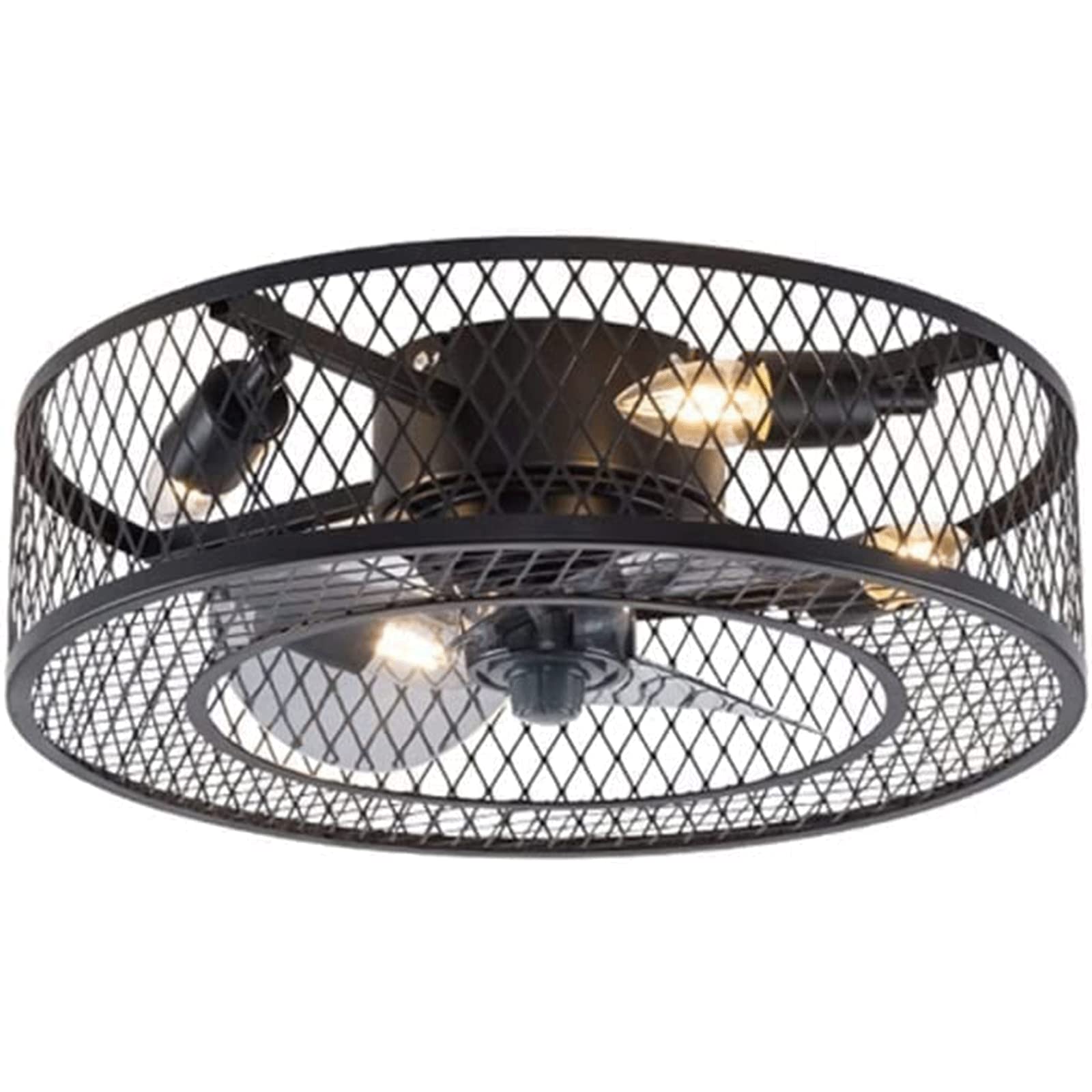 Ventilateur de plafond 48 pouces noir télécommande éclairage LED intégré