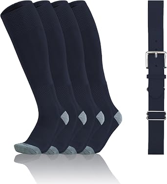 QBK Toddler Baseball Socks And Belt Youth Softball Tee Ball Combo Set