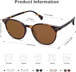 SOJOS Small Round Classic Polarized Sunglasses for Women Men Vintage Style UV400 Lens SJ2113