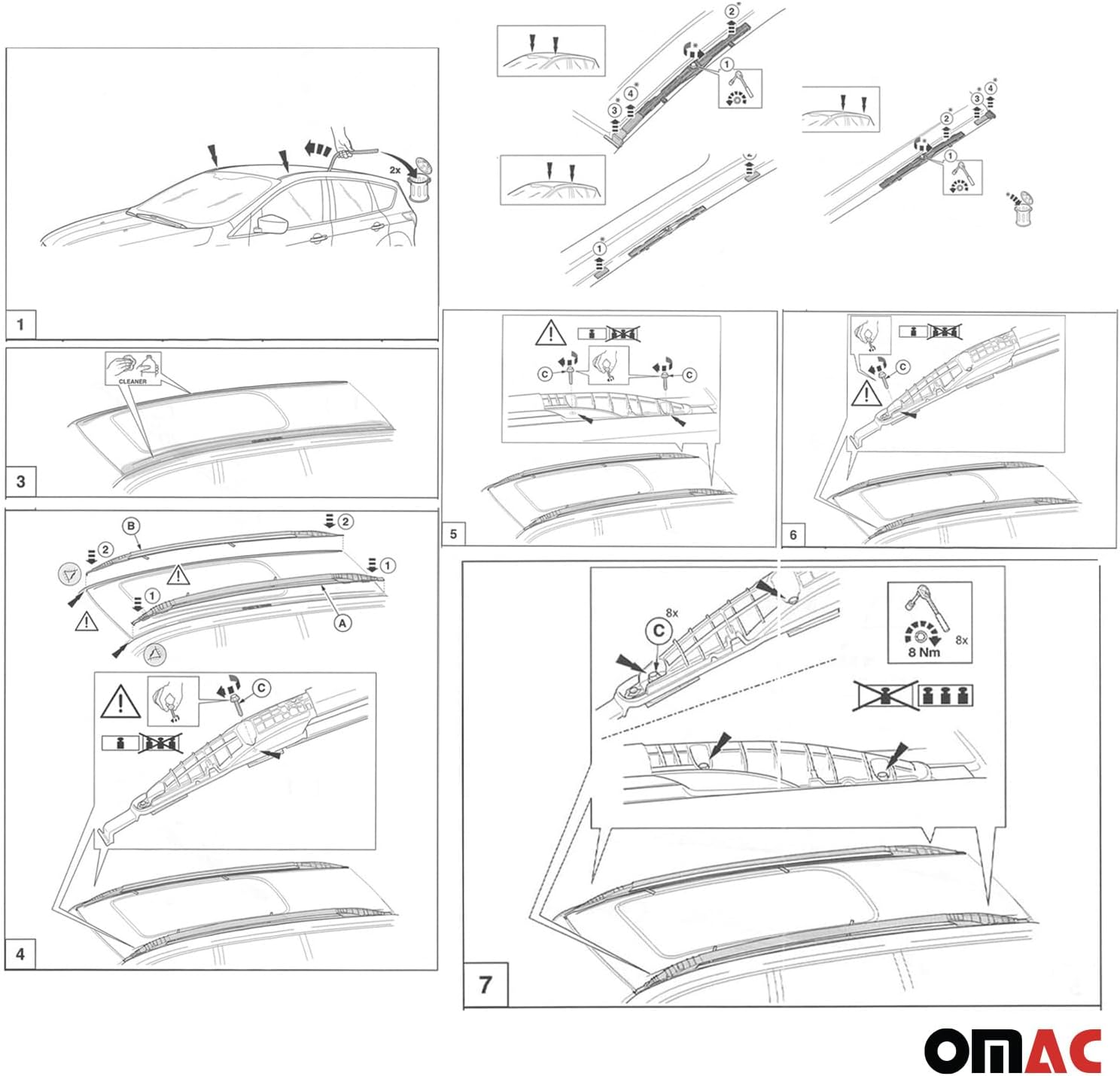OMAC Original Aluminium Roof Rack Side Rail for Ford Escape 2013-2019 AMCV4J S550B12 AA57PN