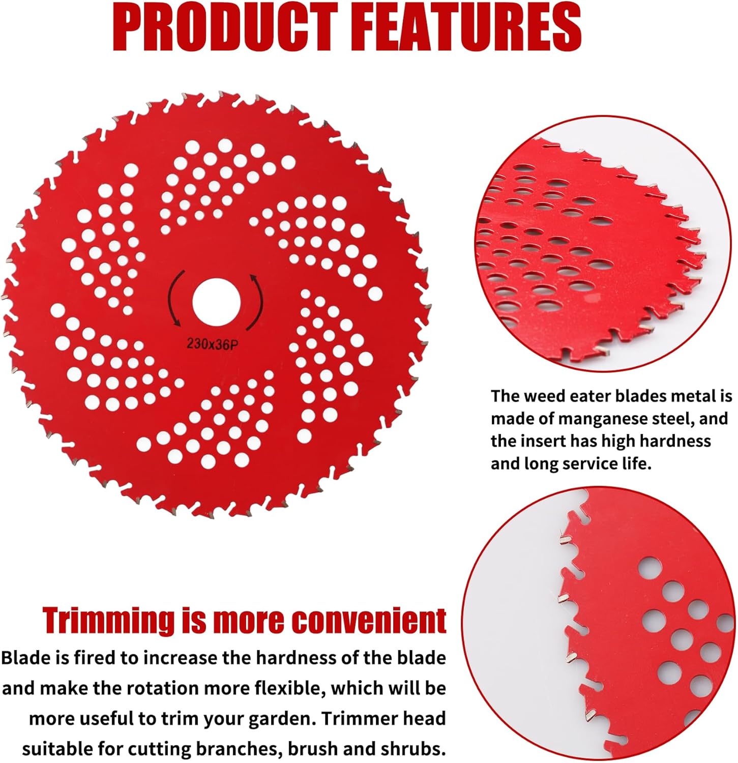9" x 36 Teeth Carbide Tipped Brush Cutter Blades Weed Eater Trimmer Blade & 10" x 80T Carbide Tip Brush Cutter Compatible with Stihl, Ego,Husqvarna Brush Cutter, Trimmer, Weed Eater