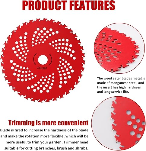Miniatura 5 de Gashwer Cortador de cepillo de acero al carbono de 10 x 3 dientes y cuchillas con punta de carburo de 9 x 36 dientes con kit de adaptador universal