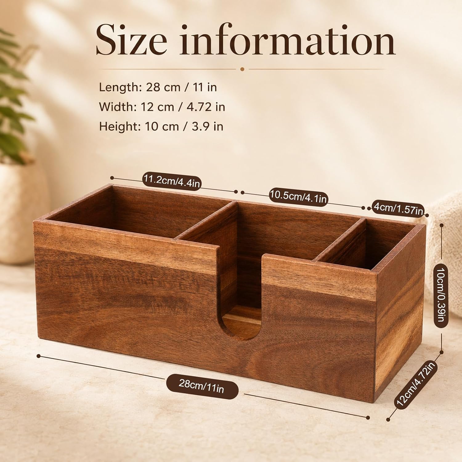 Wooden Coffee Cup Holder for Countertop, 3 Slots Acacia Wood Coffee Bar Organizer and Accessories Anti Slip Cup and Lid Holder for Kitchen, Bar, Farmhouse,Shop Table