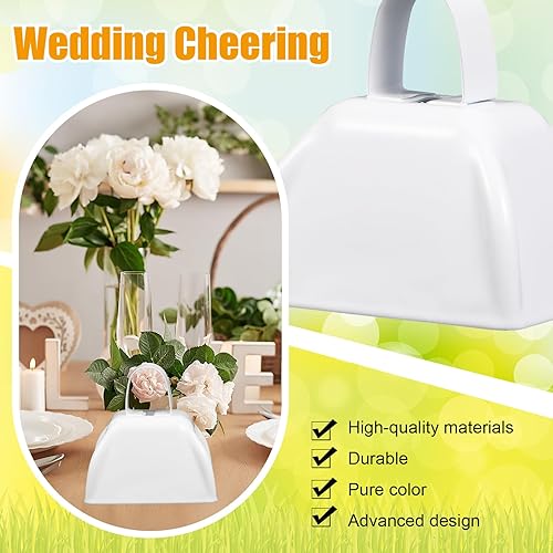 Miniatura 4 de Boao 100 cencerros de metal con asa para eventos deportivos, pequeñas campanas ruidosas, campanas de llamada para bodas, juegos de fútbol, 3 x 2.8 x