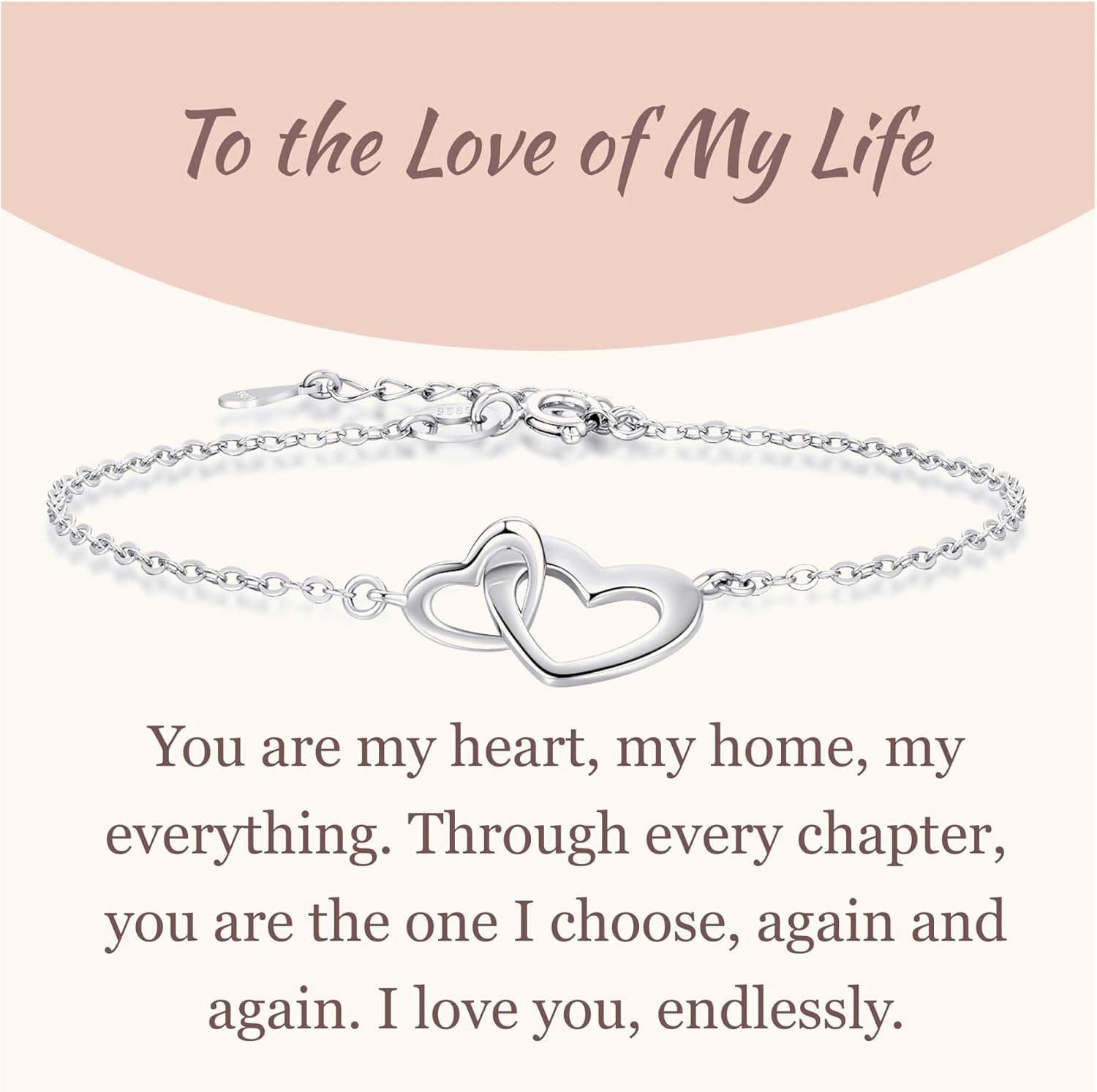 GAVU 925 Sterling Silver Heart Bracelet for Women, Dainty Silver Charm Bracelet for Women