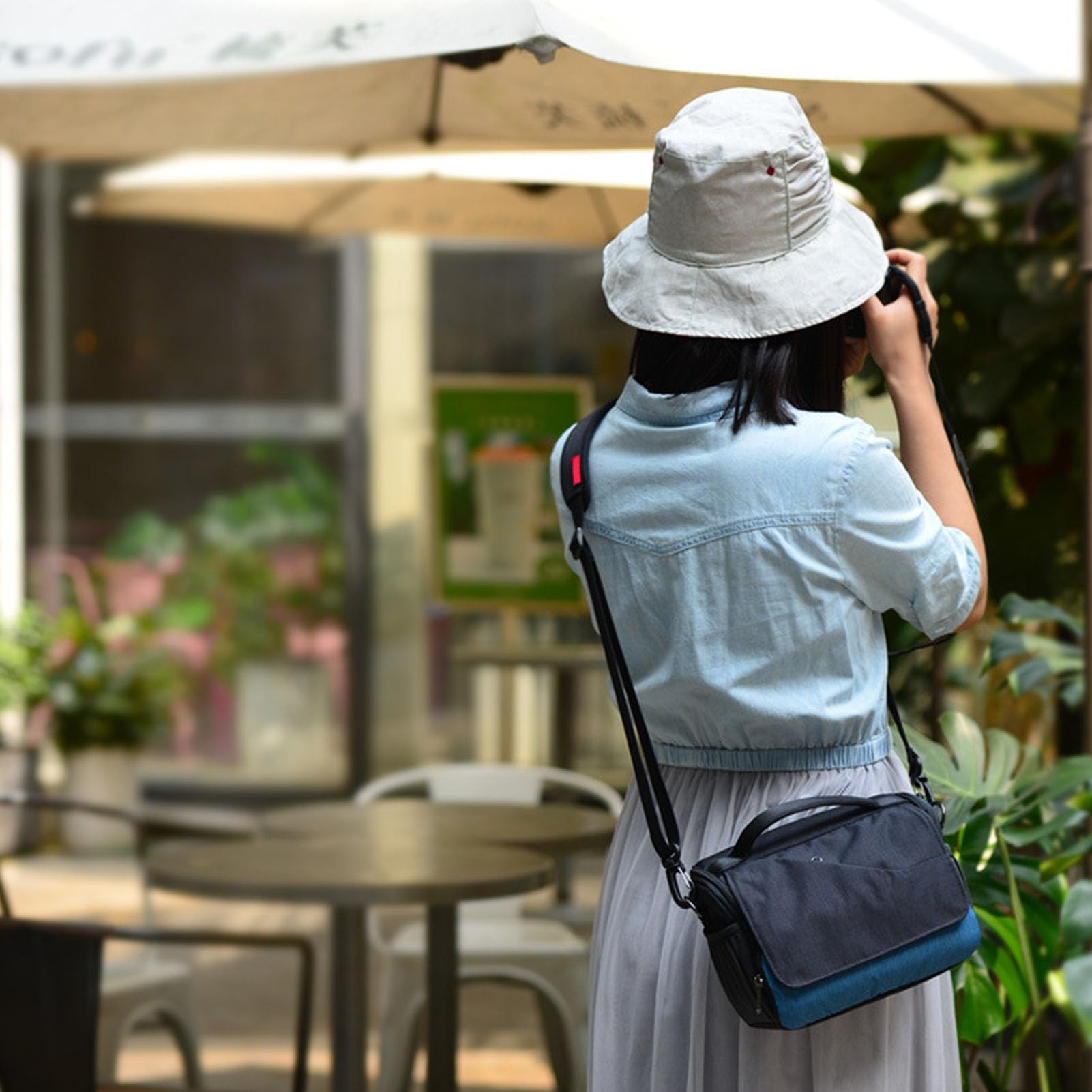 Naroote Bolsa para Cámara SLR, Diseño Acolchado Ligero e Impermeable para Z7 Z8 y Más, Correa de Hombro Ajustable, Almacenamiento Espacioso, 10 Bolsillos (Blue)