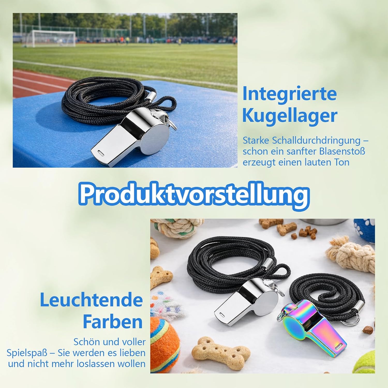 Pack of 8 Colourful Whistles, Stainless Steel Whistle for Referees, Signal Whistle with Lanyard, Sports Training Lessons, Dog Training, Emergency Alarm