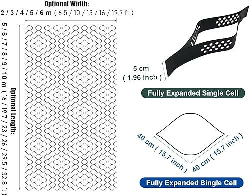 Miniatura 5 de Rejilla de base de cobertizo de jardín, rejilla geográfica de 2 pulgadas de alto, base de suelo de polietileno resistente para paisajismo, patio,