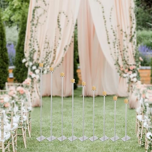 Miniatura 9 de DIY 9 candelabros de piso candelabros centro de mesa para juego de velas de té decoración de boda, portavelas decorativo para sala de estar, comedor