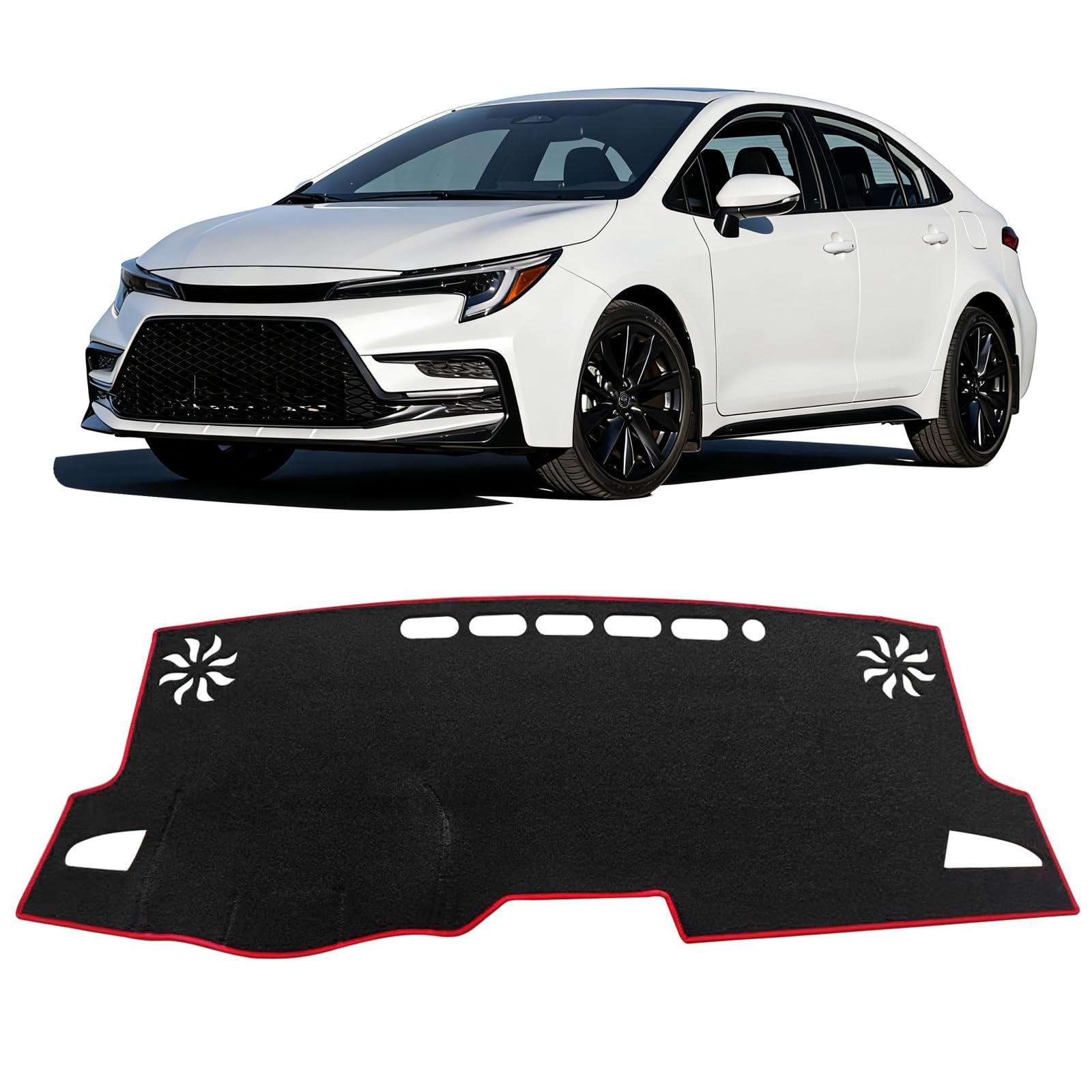 Photo 1 of HEDAQI for Toyota Corolla Accessories 2019-2021 2022 2023 2024 2025 2026 Dash Cover, Dashboard Cover Mat for Corolla 2019-2026 Non-Slip Sunshield Protector Dash Cover Mat, Red Edge