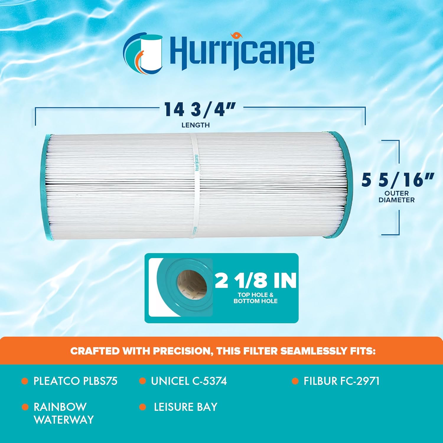 Hurricane Filters HF5374-01 Advanced Spa Filter Cartridge - Replacement for PLBS75 Unicel C-5374, Filbur FC-2971, Rainbow, Waterway, Leisure Bay, S2/G2 Spa 75 - Image 3