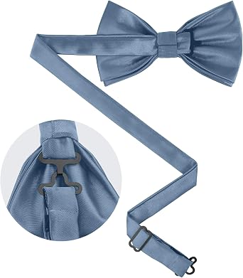 Bow Ties for Men Solid Pre-Tied Bowties Pockets Square Cufflinks