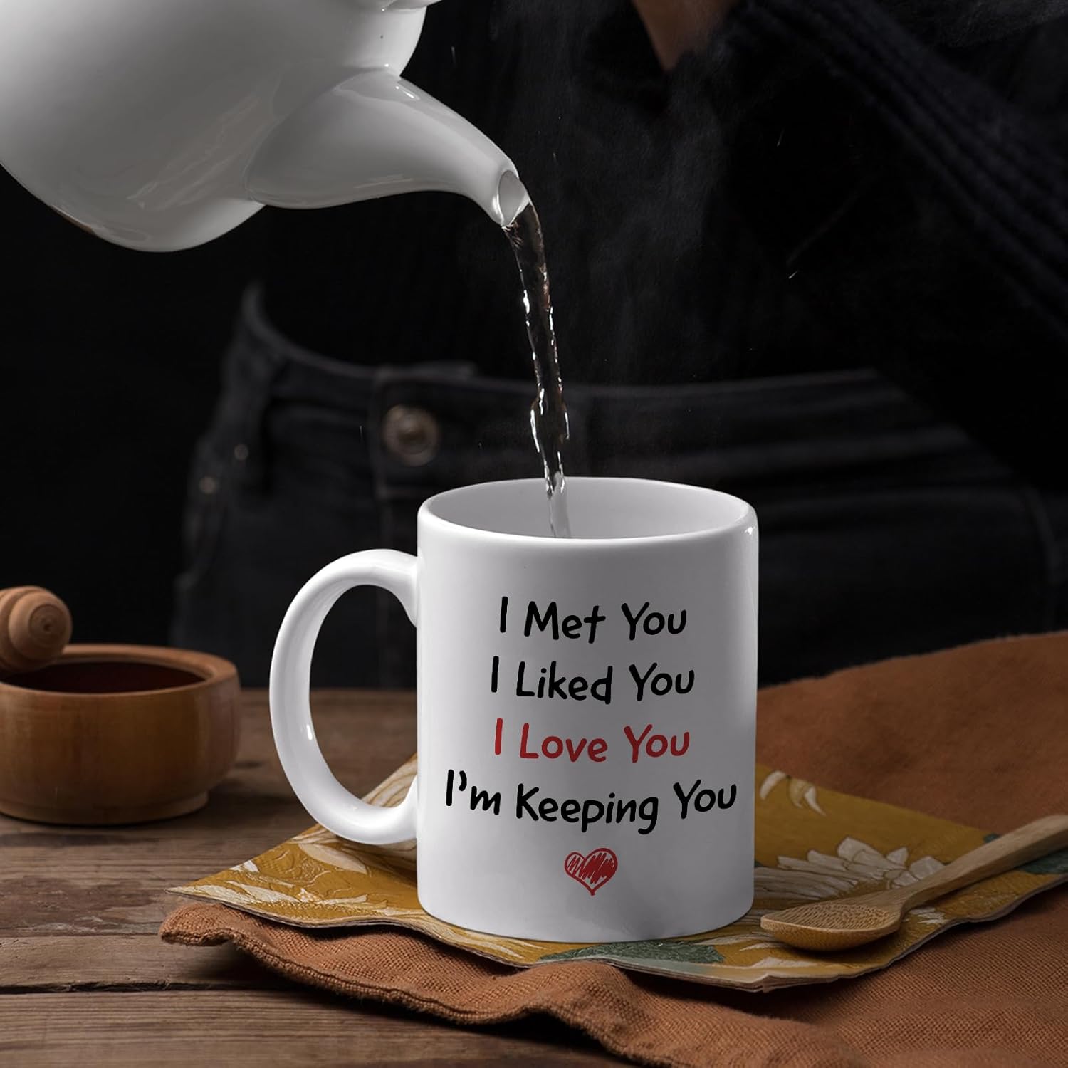 I Met You I Liked You I'm Keeping You 11oz Ceramic Mug - Love You Valentine's Day Gift - White Casual Round Mug for Adults - Image 5