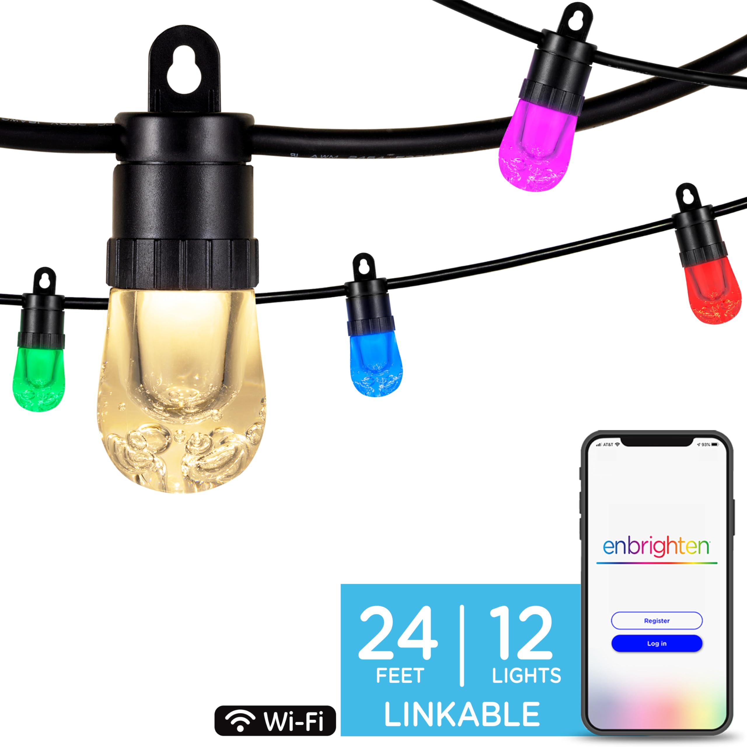 ♡*様 Beltoon J.GARDEN J庭58 backlight Enbrighten Vibe Smart Color Changing String Lights, 24ft Black