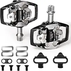 BUCKLOS SPD Clip Pedals MTB Mountain Bike Pedais de dupla face sem clipless – Bicicleta de estrada Spin Bike Selado Rolamento Clipes de bicicleta em Pedal Compatível com Chuteiras Shimano SPD (9/40.6