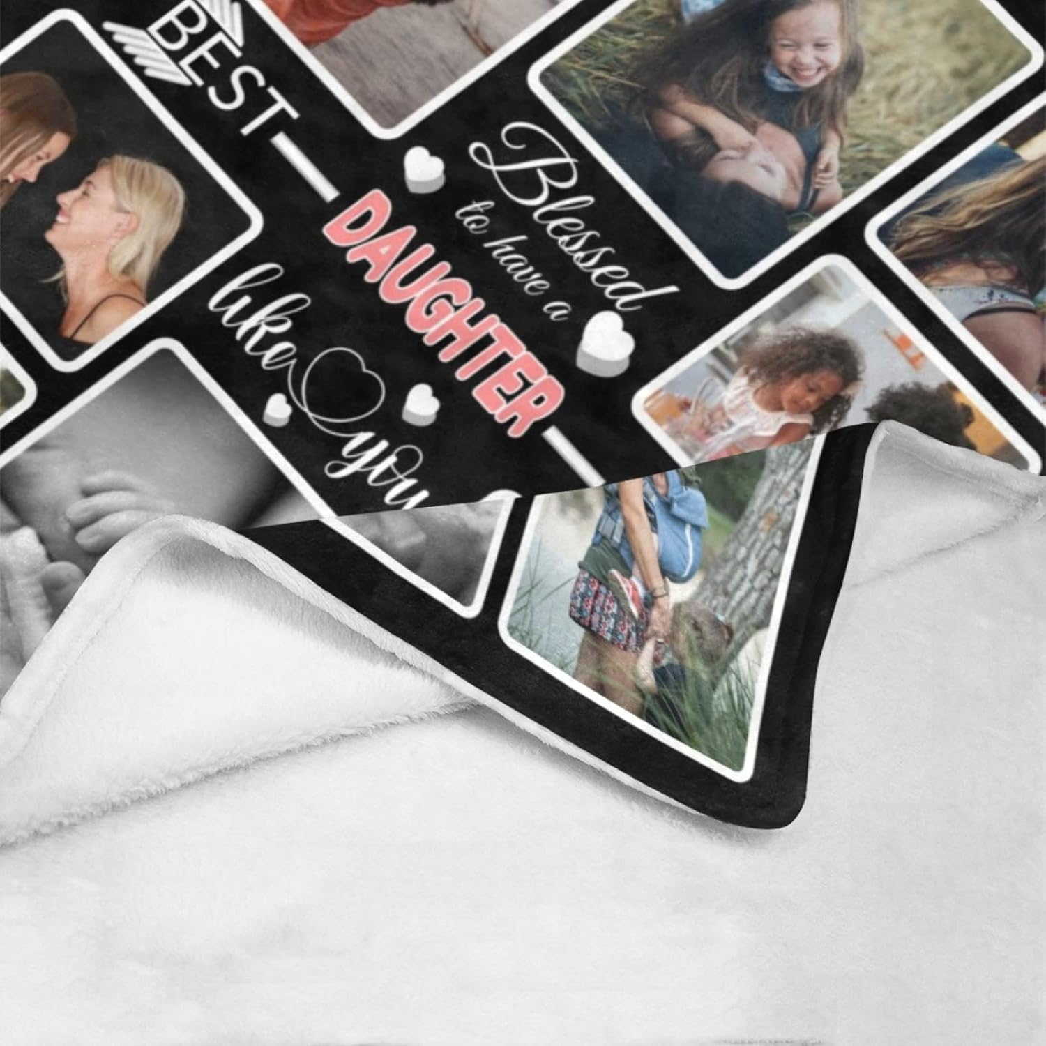 Custom Blanket Gifts for Daughter, Customized Blankets with Photos, Make a Personalized Bed Throws to My Daughter, Custom Souvenir Throw Blanket for Best Daughter Ever, 8 Collages Made in USA - Image 8