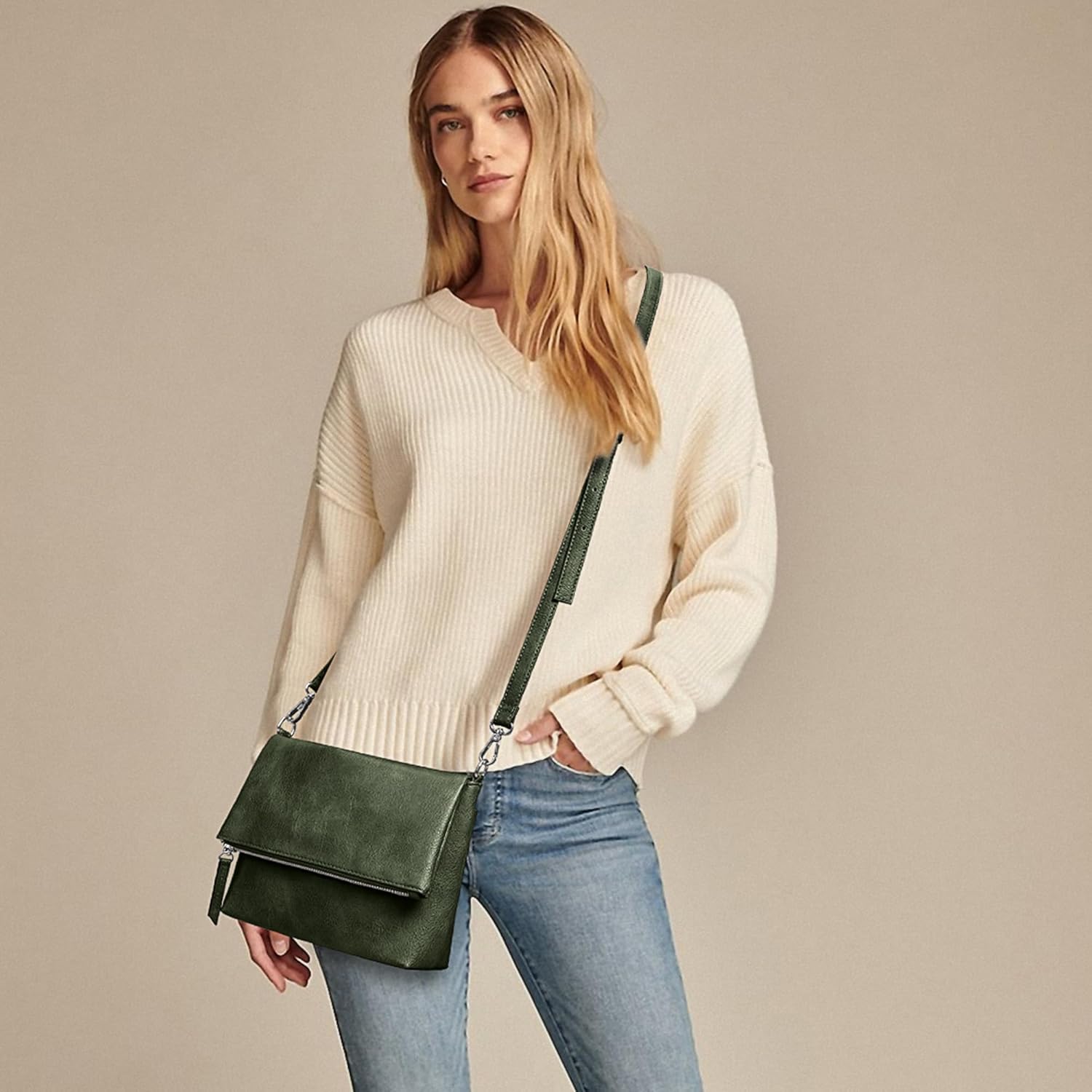 KALIDI Vintage Vegan Leather Crossbody Bag PU Shoulder Bag Handbag Multiple Pockets Adjustable Removable Strap Women - Image 2