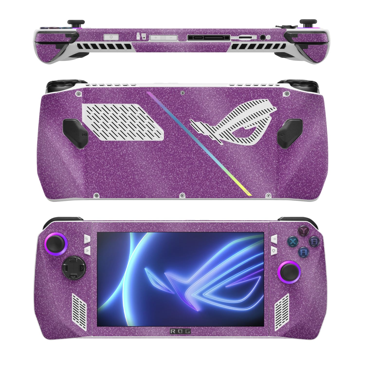 MightySkins Glossy Glitter Skin Compatible with Asus ROG Ally - Solid Purple | Protective, Durable High-Gloss Glitter Finish | Easy to Apply