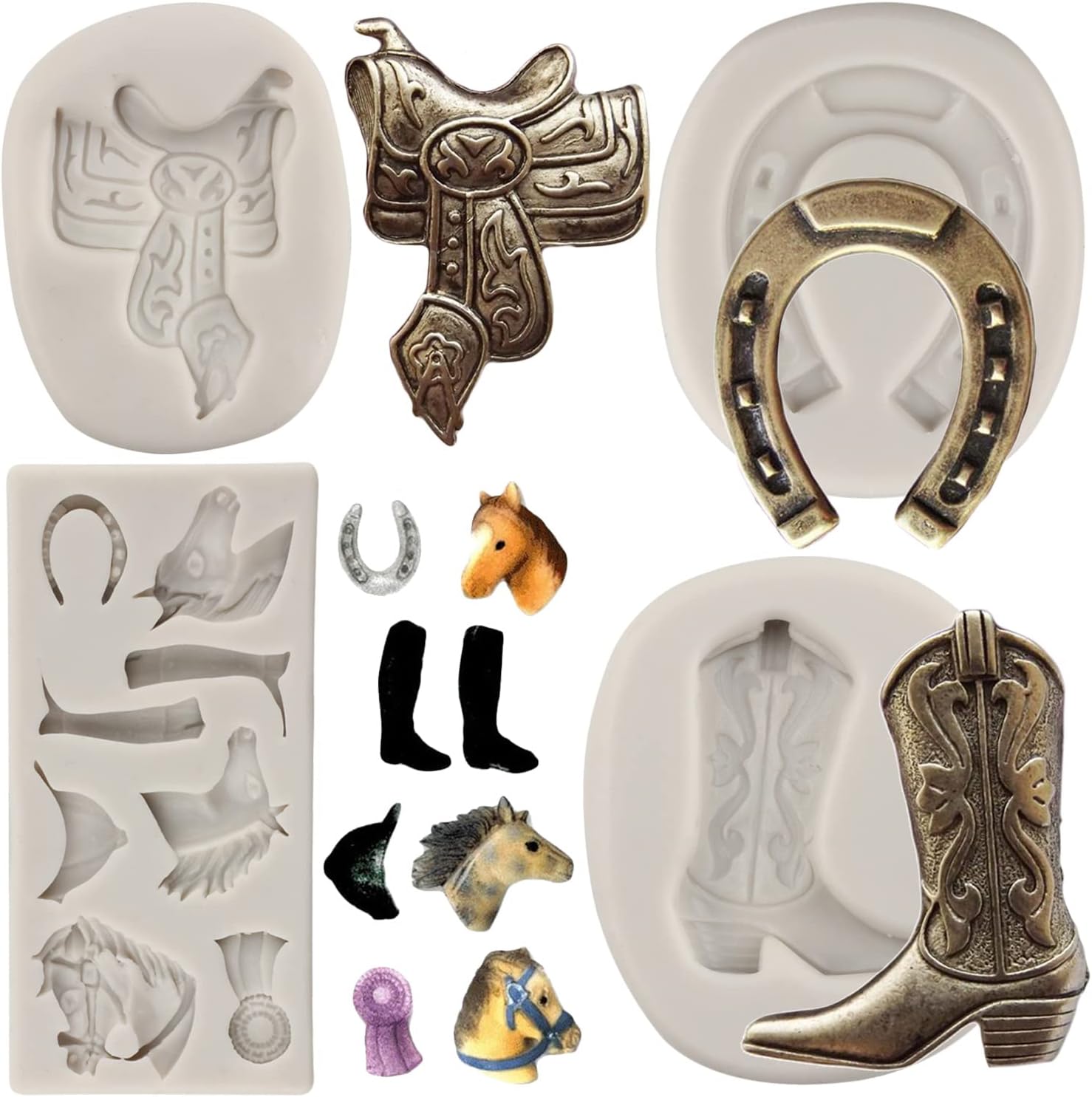 TEYOULIN Horse Fondant Mold Horseshoe Hoof Silicone Molds