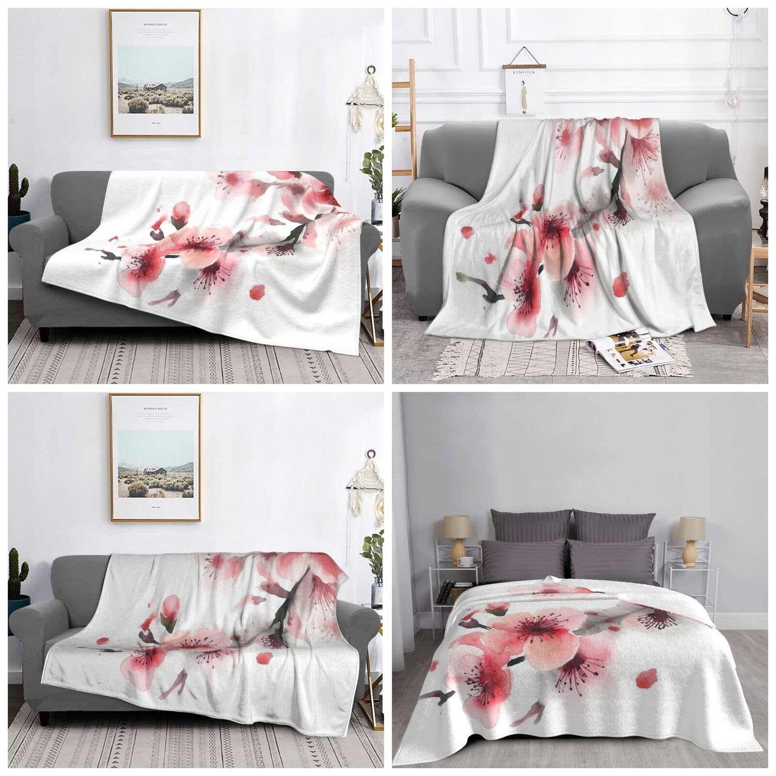 Couverture flanelle cerise 167x228 respirante légère canapé