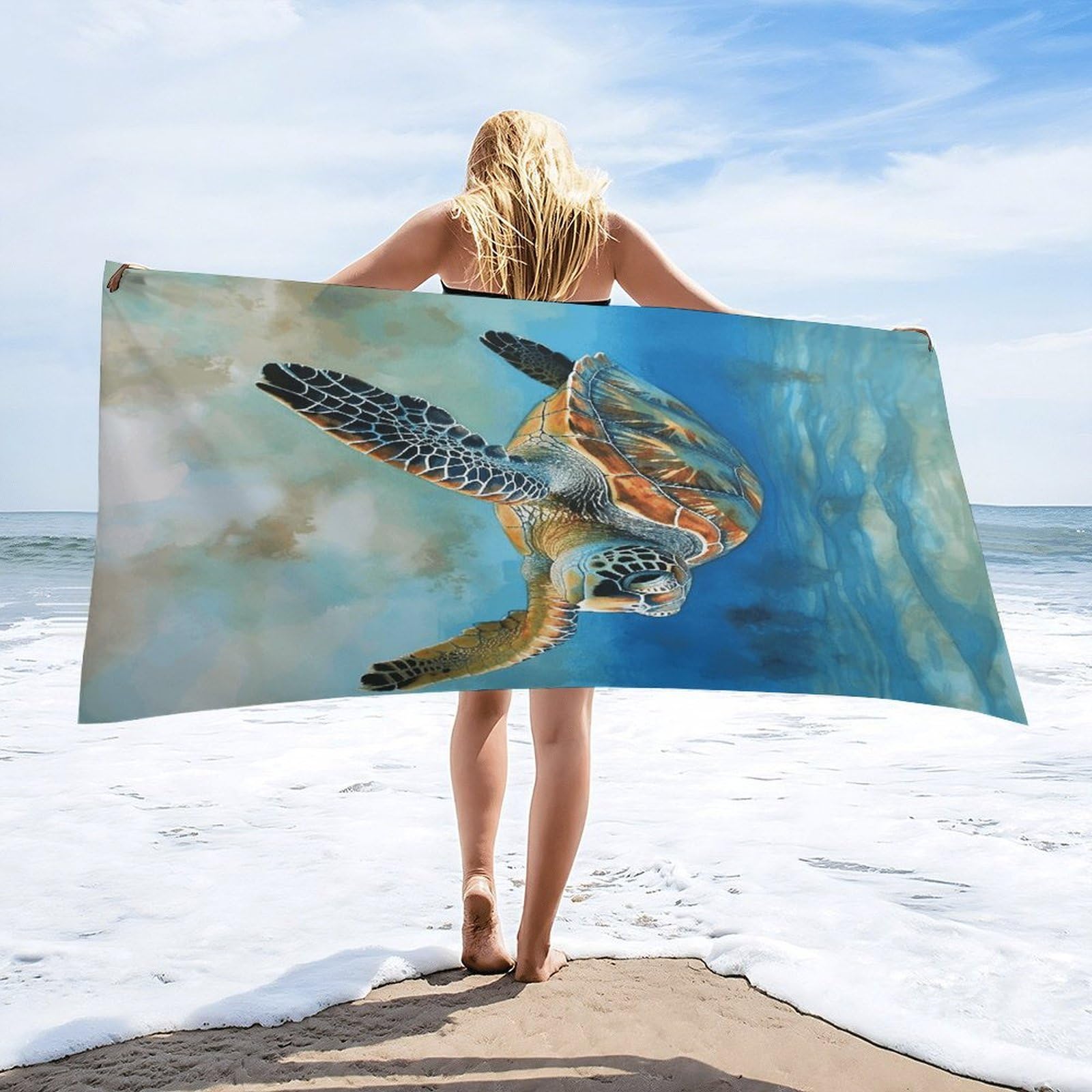Sea Turtle - 3 toallas de baño unisex, toalla de playa ligera de secado rápido, toalla de baño para viajes, deportes, piscina, baño, camping, yoga, adultos, 160 x 80 cm