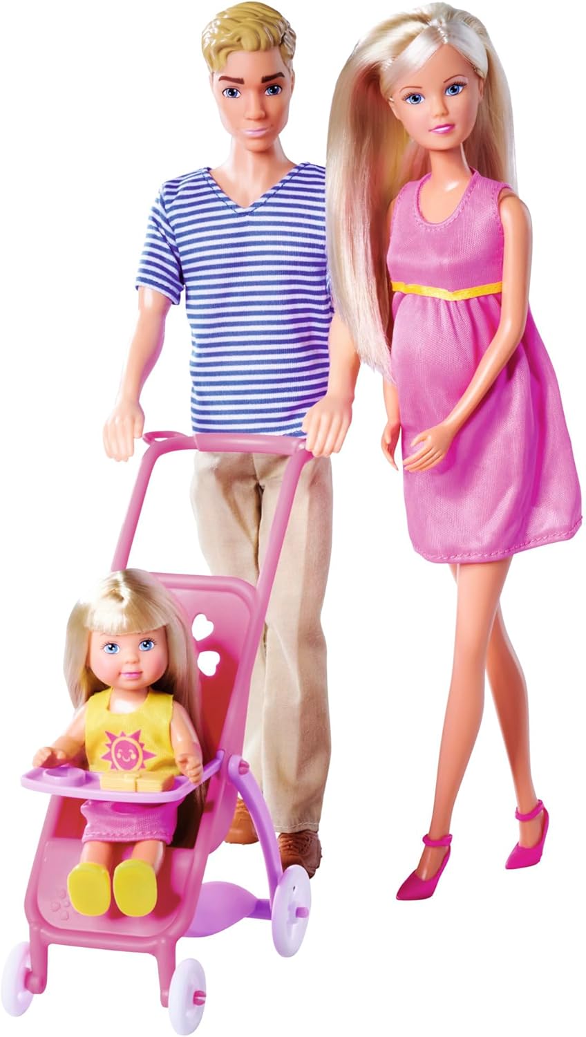 Simba - Steffi Love Happy Family - Kevin, Steffi and Evi in Stroller - 105733673S06