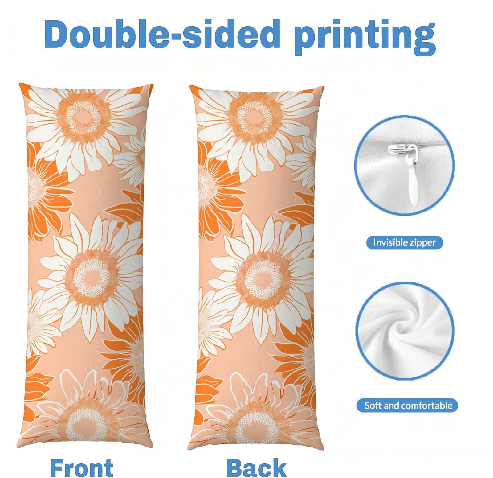 Arancione-10 Federe Cuscino Letto 50 x 150 cm, Cuscini per Divano Velluto, | Doppia Faccia Stampa, Semplice-2 Fodera per Cuscino Decorativa, con Cerniera, Cuscino per Dormire Sul Fianco j-80