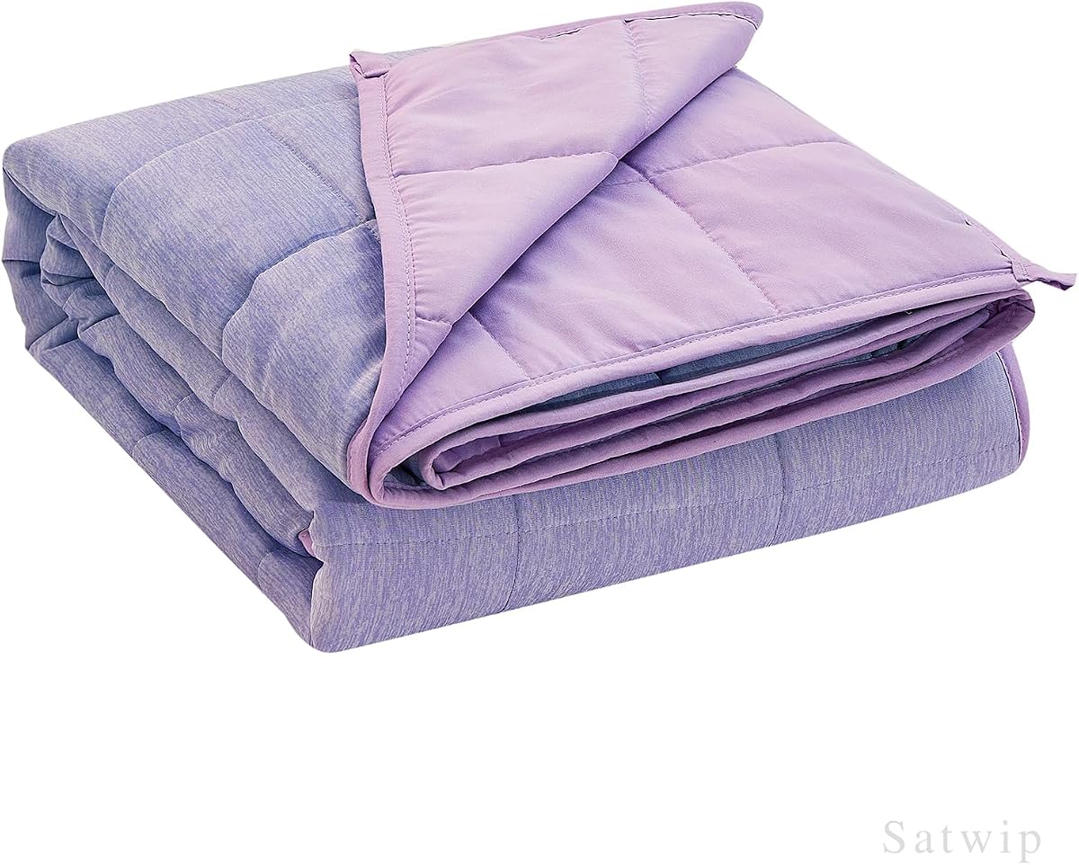 Weighted Blanket Queen Size 15 LBS, Cooling Weighted Blanket for Hot Sleepers, Cool Moire Jersey with Soft Breathable Sanded, 60 x 80 inches 15 Pounds, Purple