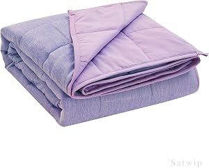 Weighted Blanket Queen Size 15 lbs - Satwip Cool Moire Jersey Cooling Bed Blanket for Hot Sleeper with Soft Breathable Sanded, 60 x 80 inches, Purple