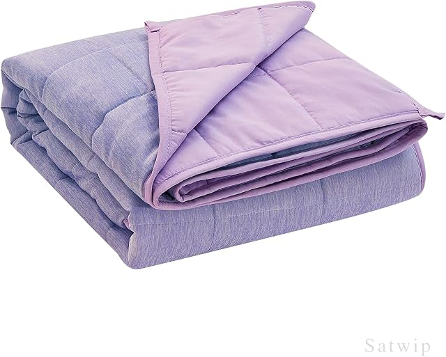 Couverture pondérée Taille de la Reine 15 Lbs - Satwip Cool Moire Jersey Cool Cooling Bed Clanket pour Sleeper chaud avec Soft Breathable Sanded, 60 x 80 pouces, violet