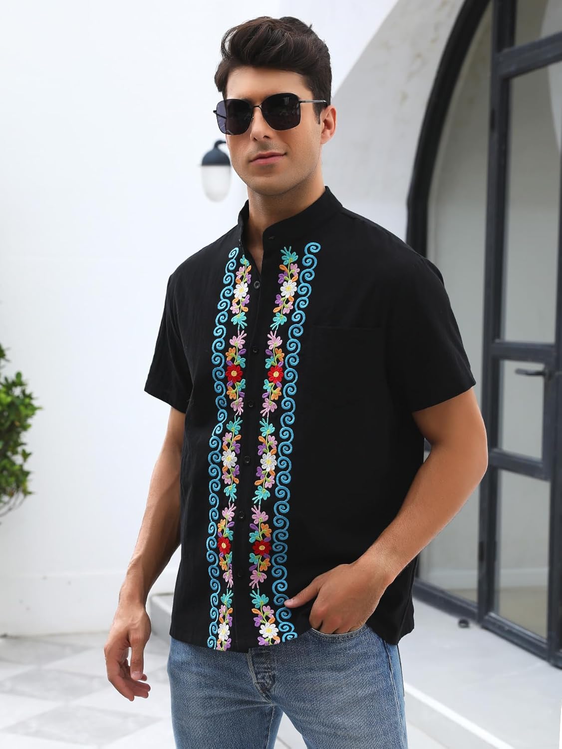 Mexican Shirts for Men Authentic Guayabera Embroidered Dress Up Fiesta Traditional Style Cinco De Mayo Button Up Shirt - Image 5