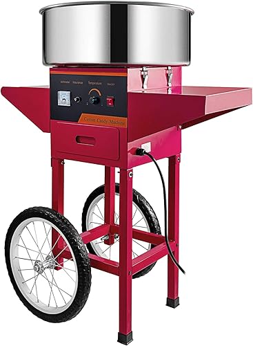 Happybuy - Máquina de algodón comercial para dulces con carrito (110 V, de acero inoxidable, con cesto, ideal para varias fiestas