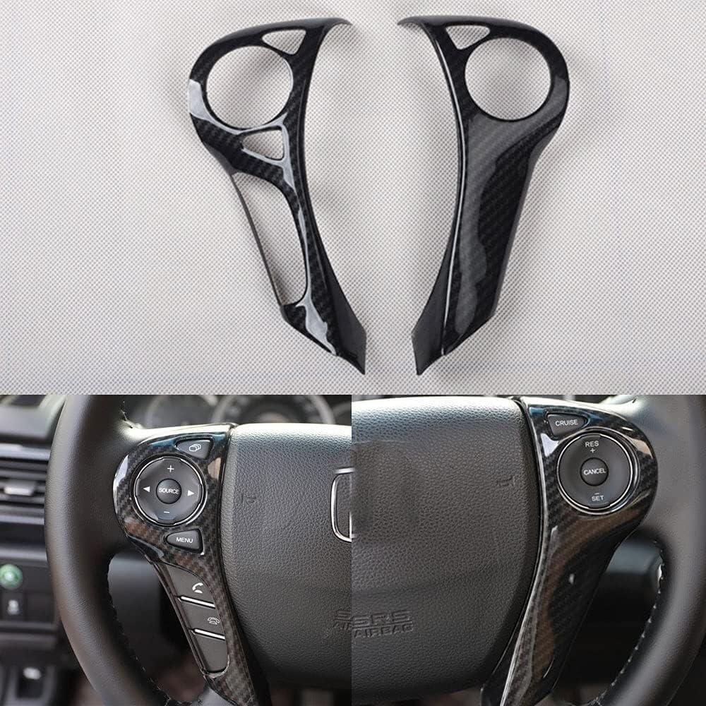 2pcs Black Car Steering Wheel Button Panel Cover Trim Interior Trim for Honda Accord 2014 2015 2016 2017 9.5th Accessories