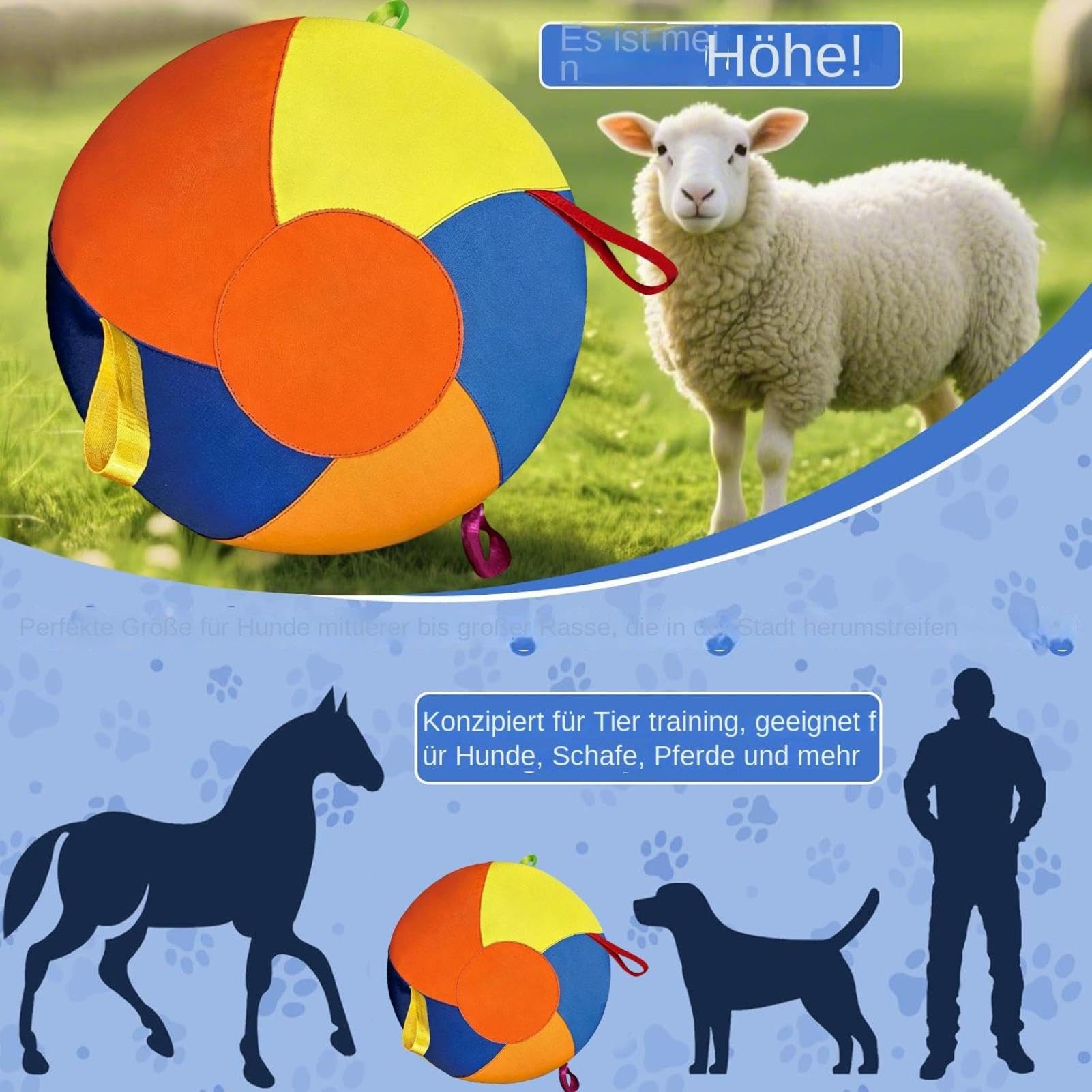 Generisch Herding Ball Hund, Extra Große Hüteballhilfe Treibball für Hunde Bissfest, Aufblasbare Riesige Hundebälle mit Pumpe, Interaktives Outdoor Hundeballspielzeug Unzerstörbar, für Heimtierbedarf