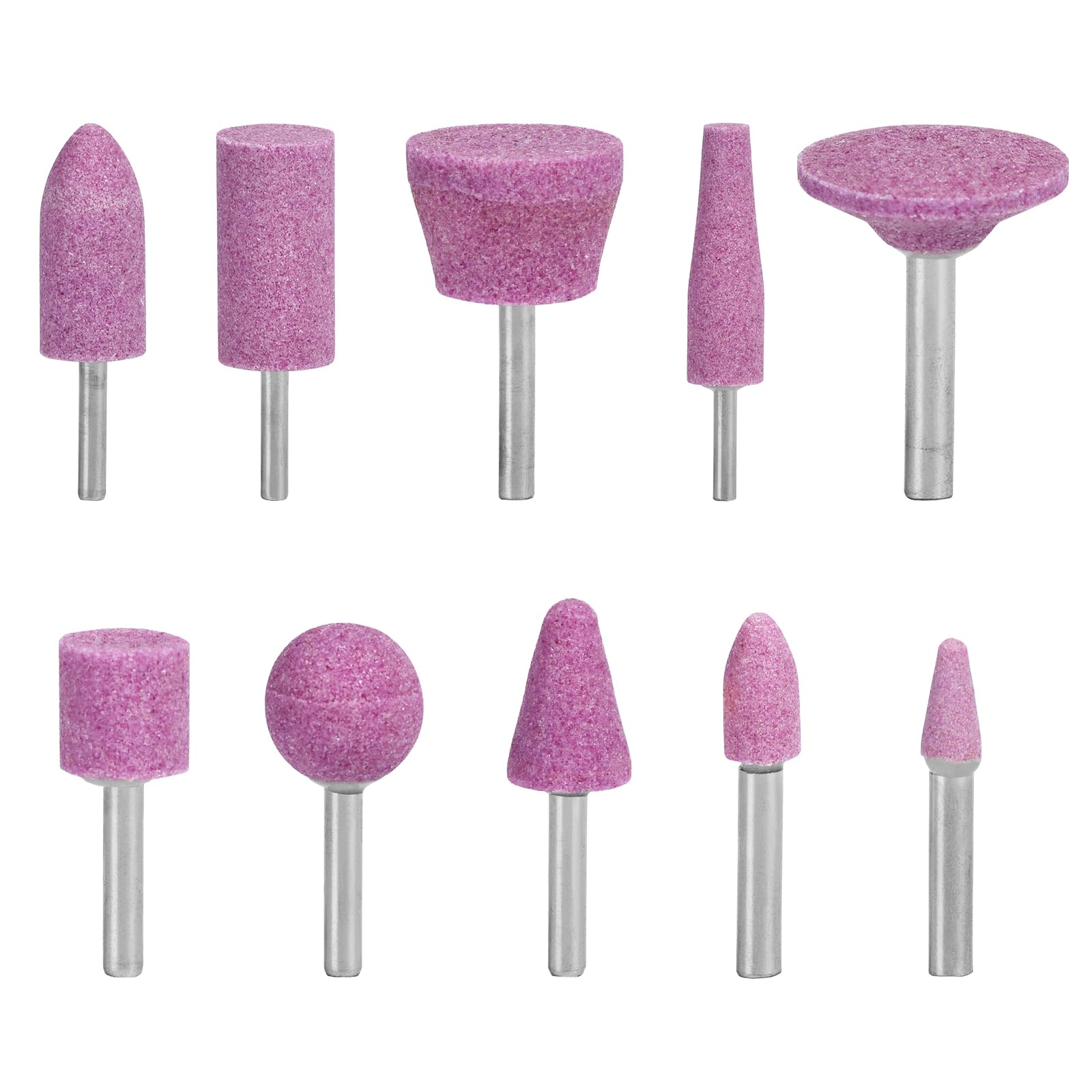 10PCS Abrasive Stone Points Set, 6mm Shank Abrasive Stone Mounted Points Head, Grinding Head Wheel Bits, Polishing Rotary Tool, Polishing Grinding Head (A)