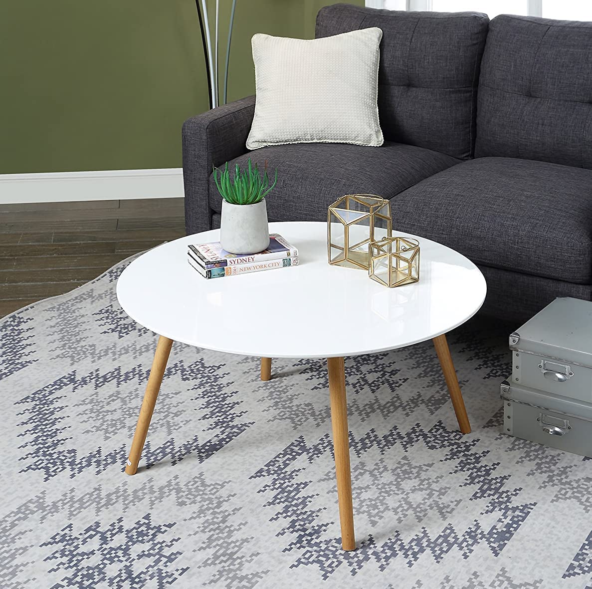 LADOYA ART MDF Top Round Coffee Table MDF Top Round Coffee Table for