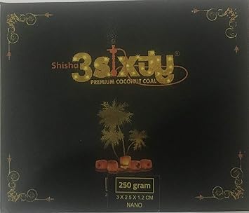 SKE Shisha 3Sixty Coconut Coal for Hookah (250 GMS, 30 Pcs) Pcs