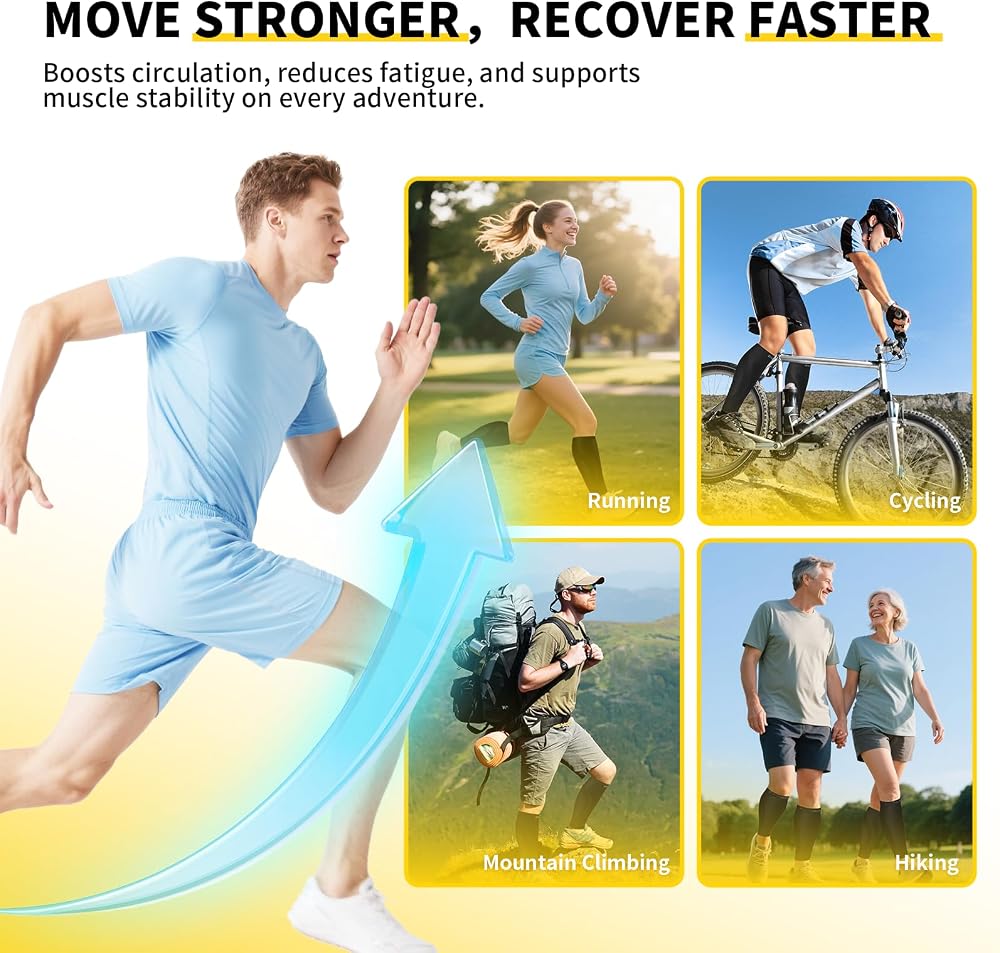 CAMBIVO 3-Pair Calf Compression Sleeves for Men & Women – Footless Socks for Shin Splints & Leg Pain Relief, 1 Pair Available