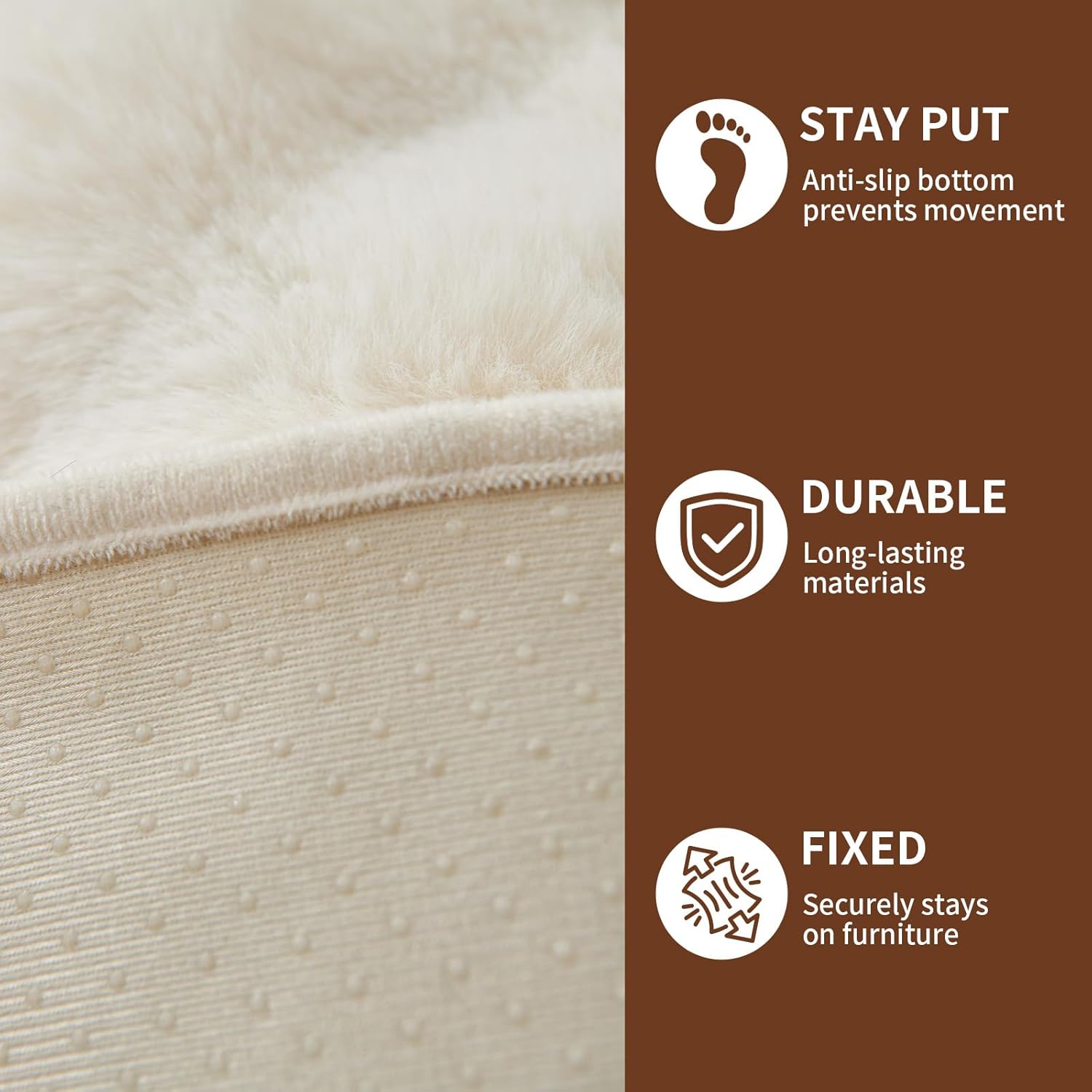 Luxurious Cozy Dog Couch Bed, Washable Removable Calming Pet Sofa Cover, Fluffy Plush Dog Mat for Furniture Protector and Car (Light Brown)