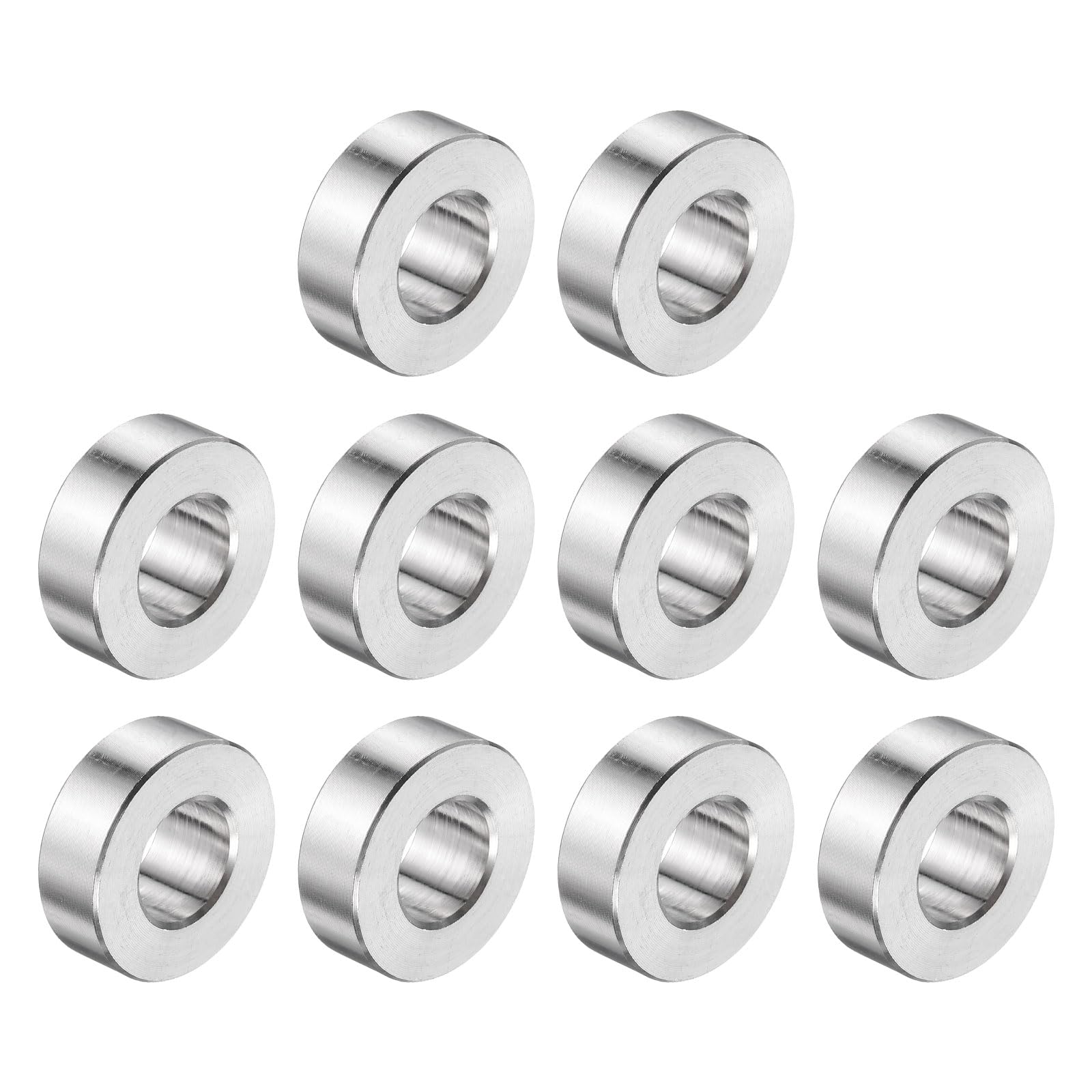 uxcell 10pcs Stainless Steel Spacer 1/2" Bore x 1" OD x 5/16" Length Screw Bushing Plain Finish Round Metal Spacer for M12 Screws Bolts and Rods
